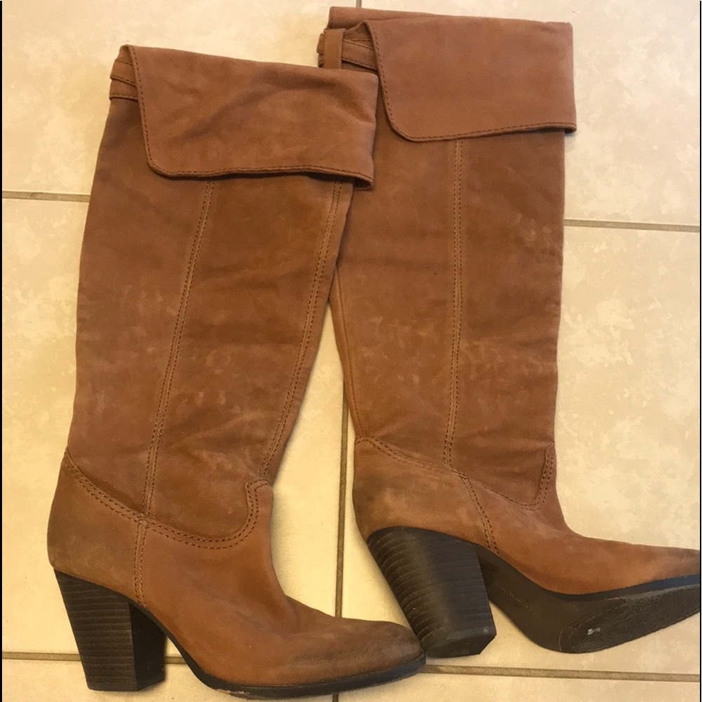 Brown suede boots